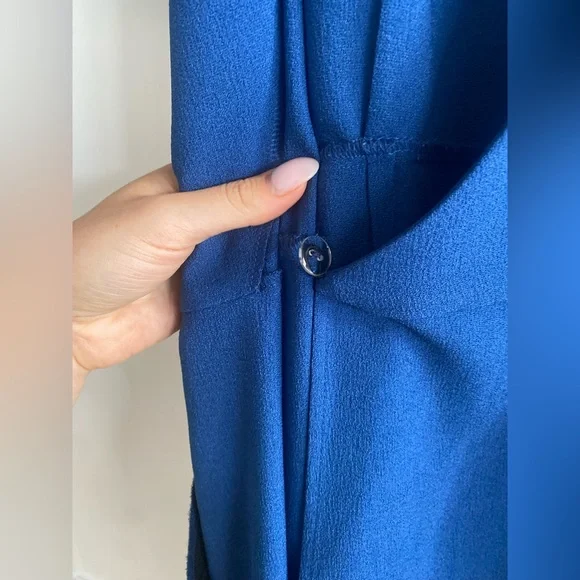 Nordstrom Bobeau Ink Blue Crepe Short Sleeve Wrap Mini Dress - Picture 6 of 9